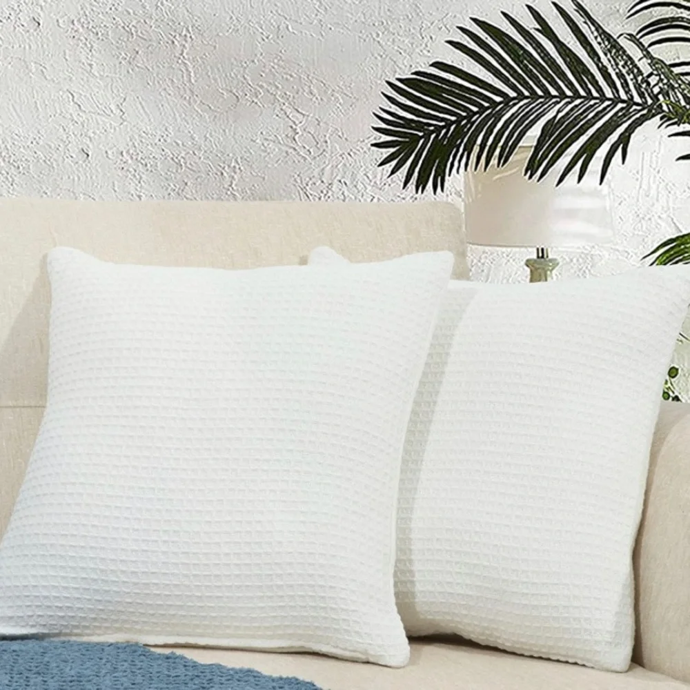 Luxury Home | Chic Ivory Waffle Weave Throw Pillow Covers